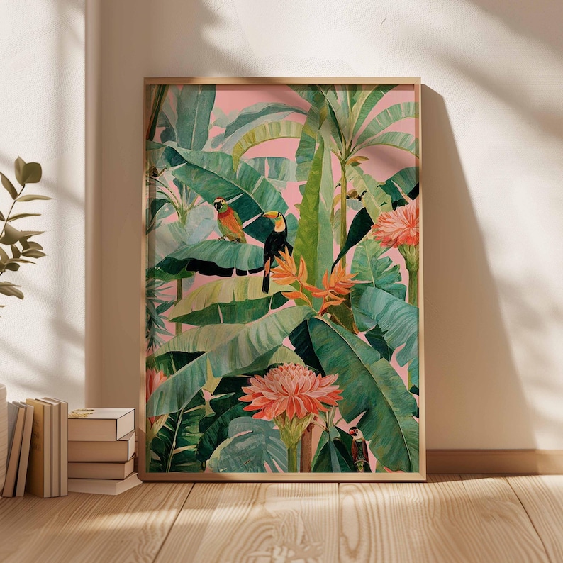 1pc Retro Tropical Canvas Post - Home Office Or ulasan dan harga