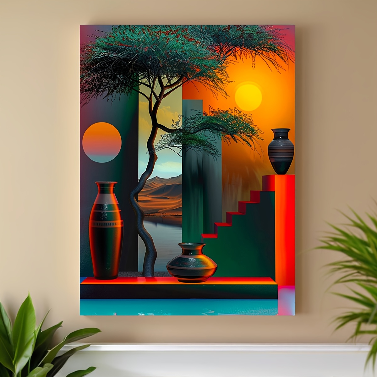 2D Flat, 1pc Canvas Art| Abstr - Home Office Room Inspiration ulasan dan harga