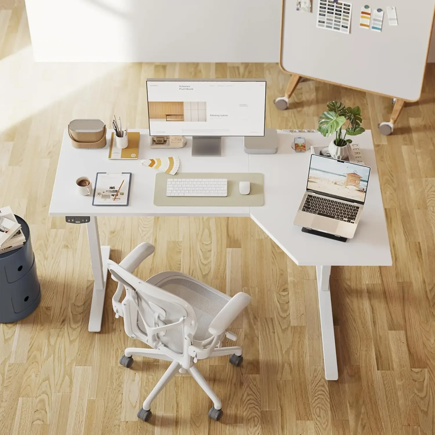 L Shaped Electric Standing Des - Home Office Work Table ulasan dan harga