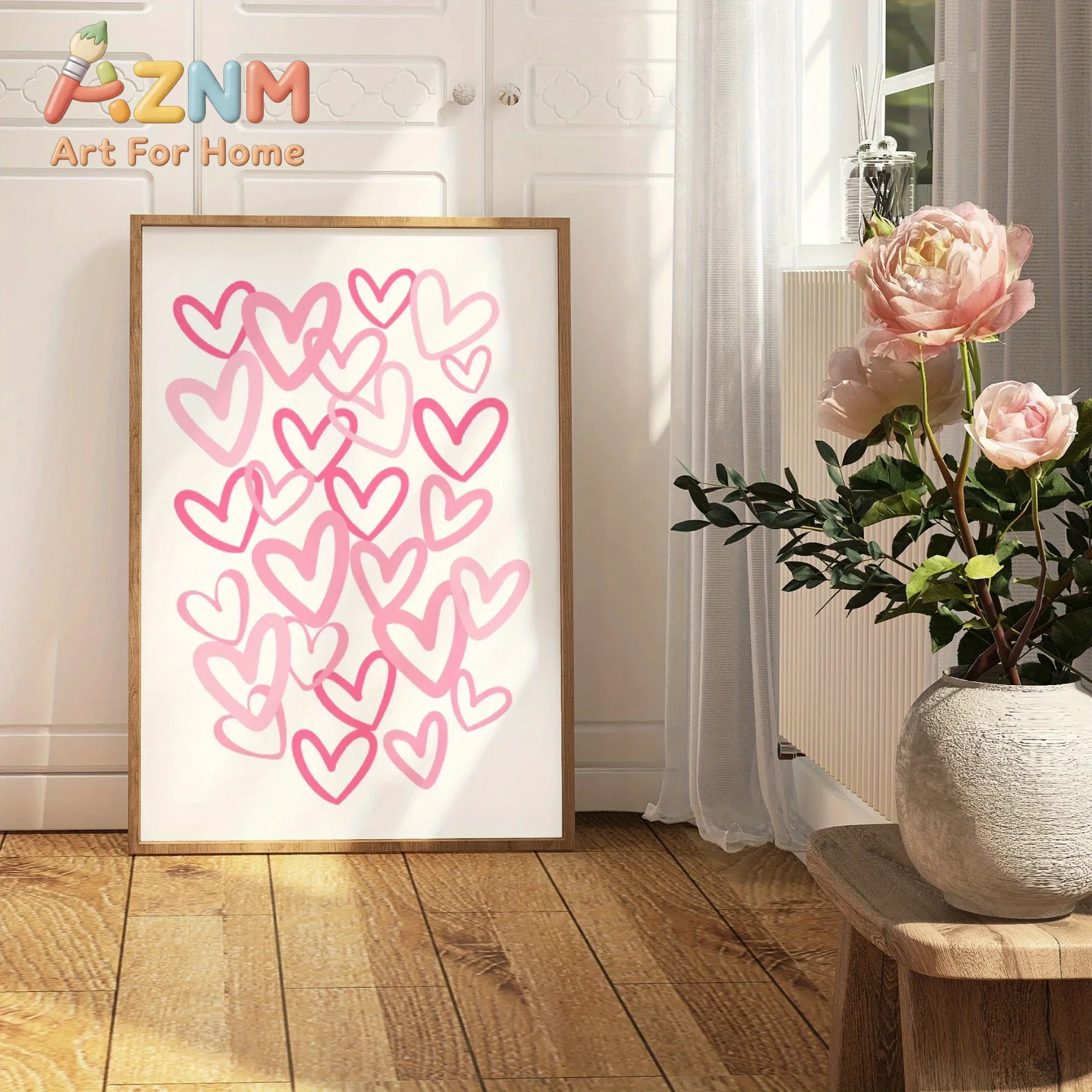 Chic Pink Love Hearts Canvas A - Home Office Room Inspiration ulasan dan harga