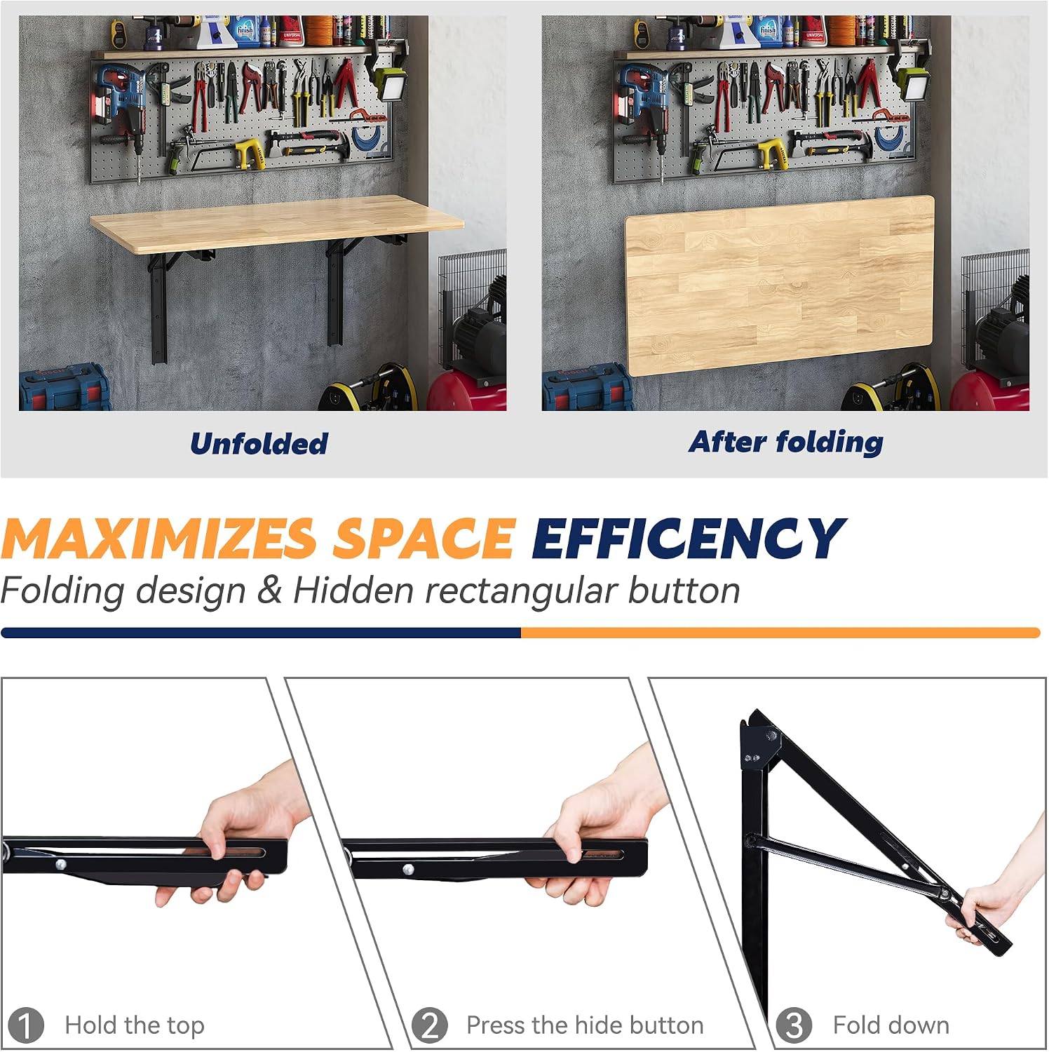Wall Mounted Folding Workbench - Home Office Work Table ulasan dan harga